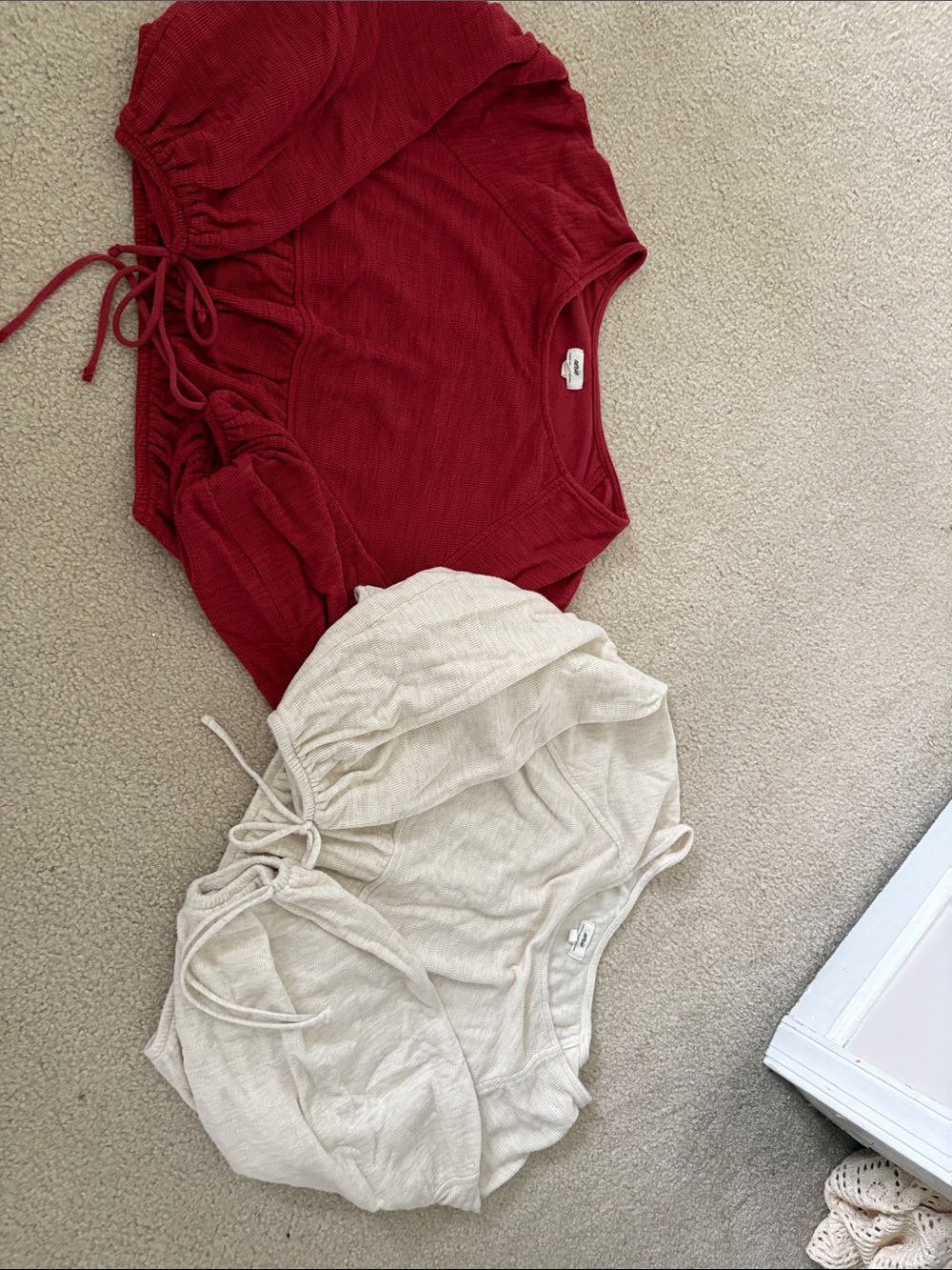 aerie Kids Drawstring Lounge Shorts - Red & Cream